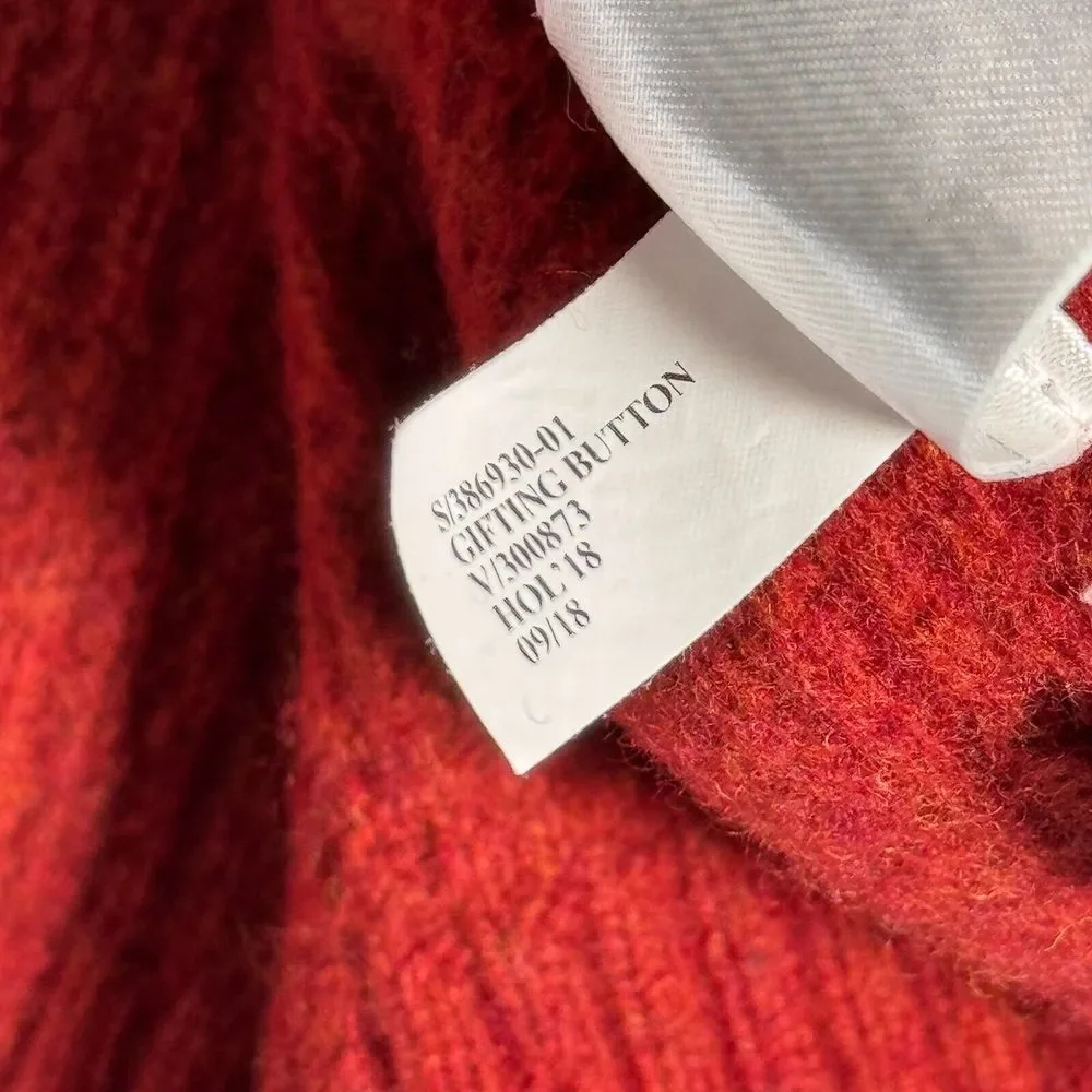 Banana Republic Wool Henley Sweater Mens Large Red Italian Yarn‎ Comfort Stretch
